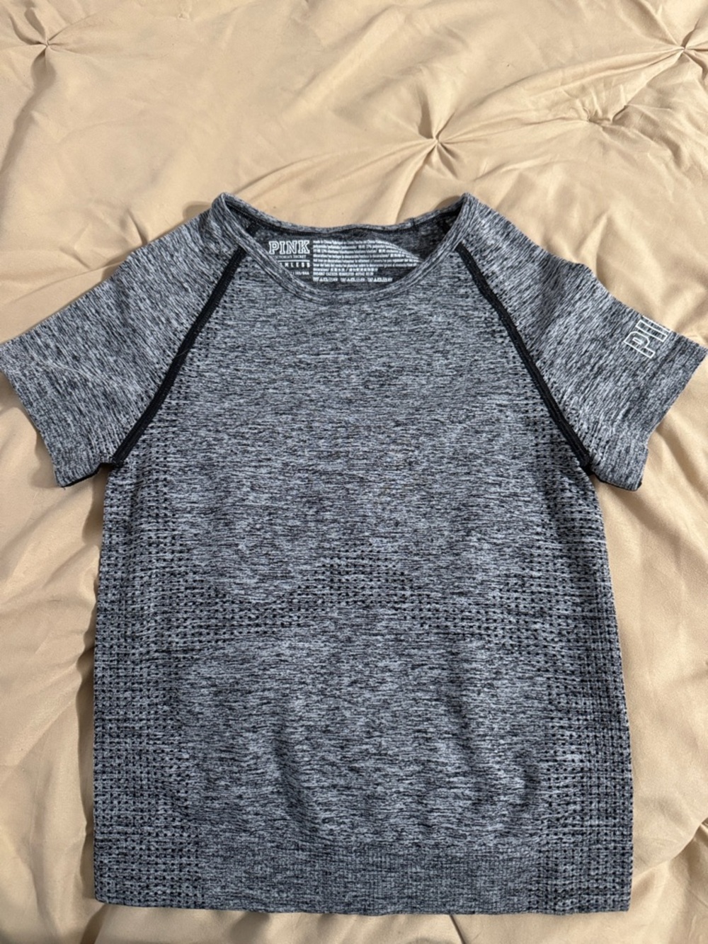 PINK Victoria's Secret Gray Heather Active Short Sleeve Tee